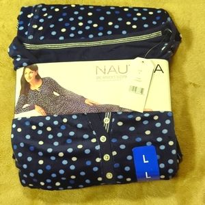 Women’s Navy blue and pink polka dots pajama set